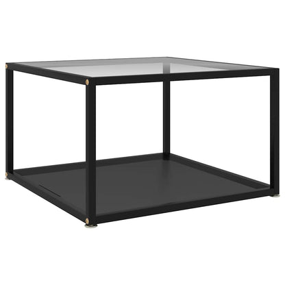 Coffee Table Tempered Glass Transparent and black 60 cm 60 cm