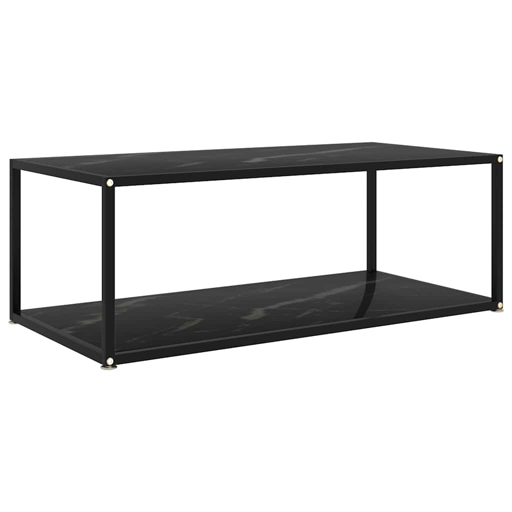 Coffee Table Tempered Glass Marble black 100 cm 50 cm