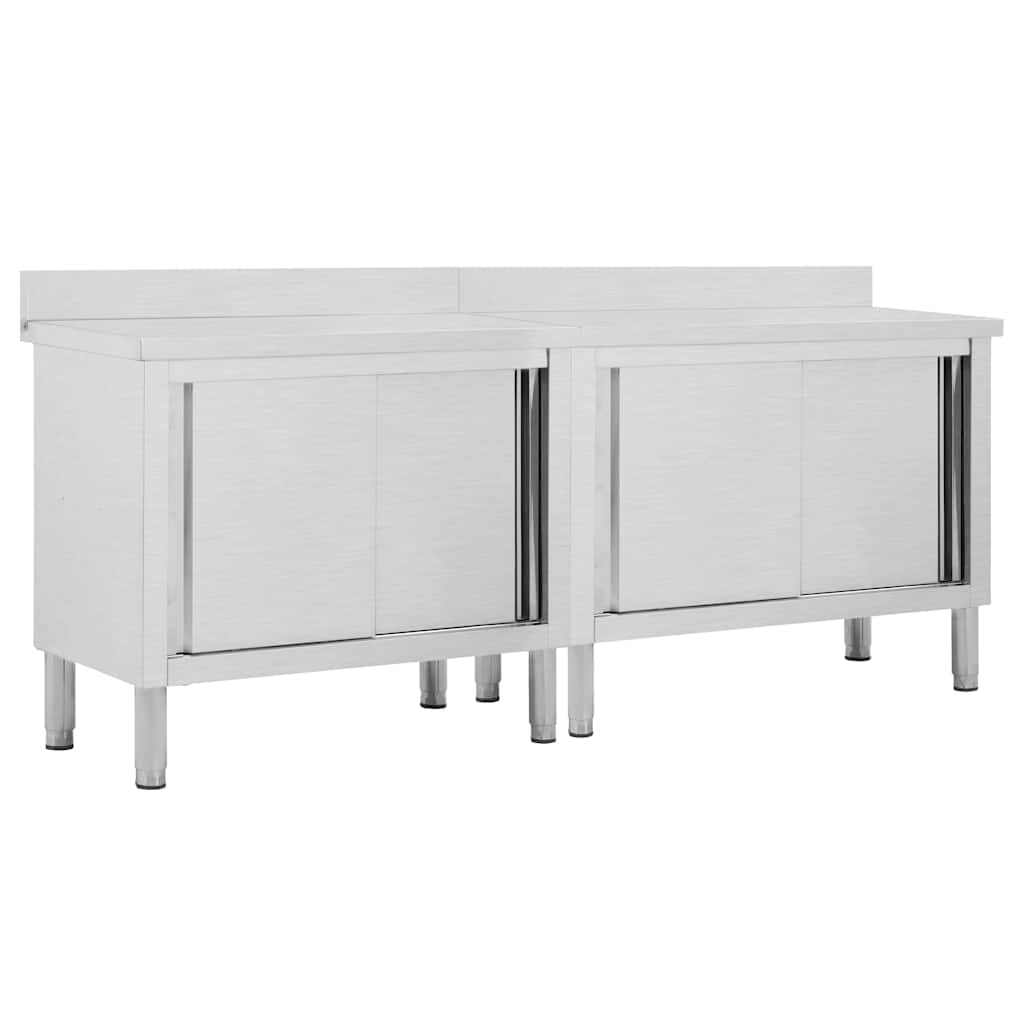 vidaXL Work Tables with Sliding Doors 2pcs 200x50x(95-97)cm 1
