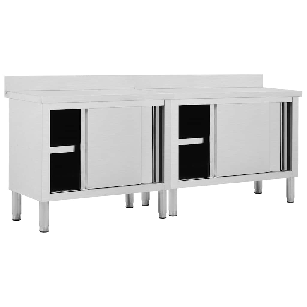 vidaXL Work Tables with Sliding Doors 2pcs 200x50x(95-97)cm 2