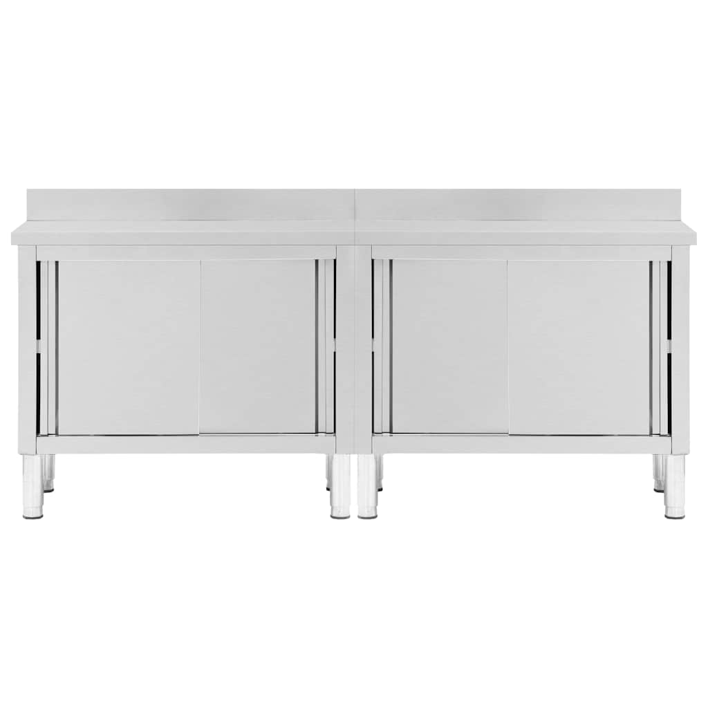vidaXL Work Tables with Sliding Doors 2pcs 200x50x(95-97)cm 4