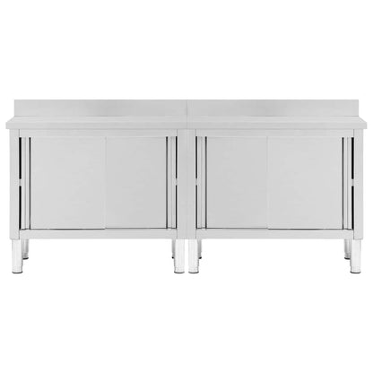 vidaXL Work Tables with Sliding Doors 2pcs 200x50x(95-97)cm 4