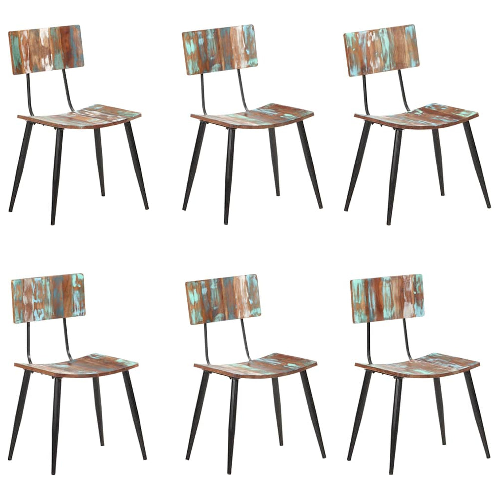 vidaXL Dining Chair | Set of 6 | Multicolours | Solid reclaimed wood, iron