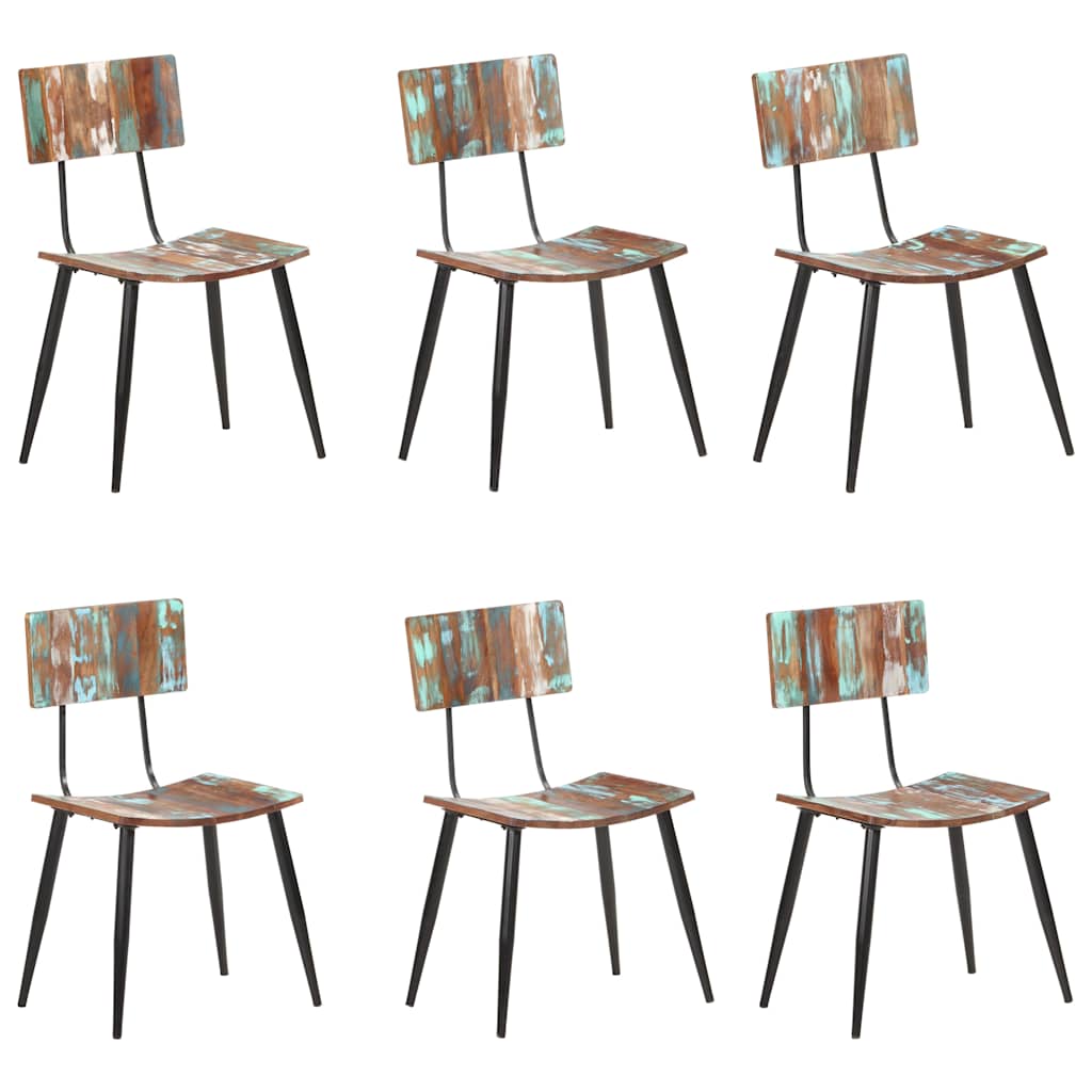 vidaXL Dining Chair | Set of 6 | Multicolours | Solid reclaimed wood, iron 1