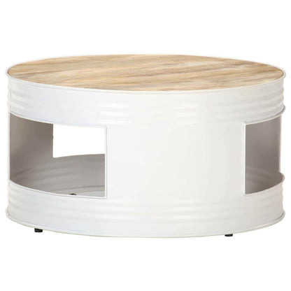 Coffee Table Solid Mango Wood White 68 cm 36 cm