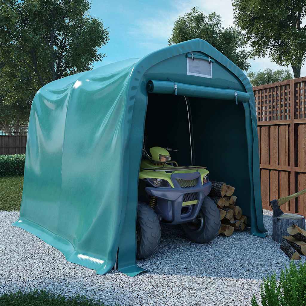 vidaXL Garage Tent | Dark green | Fabric (100% PVC), galvanised steel | 1.6x2.4m 1