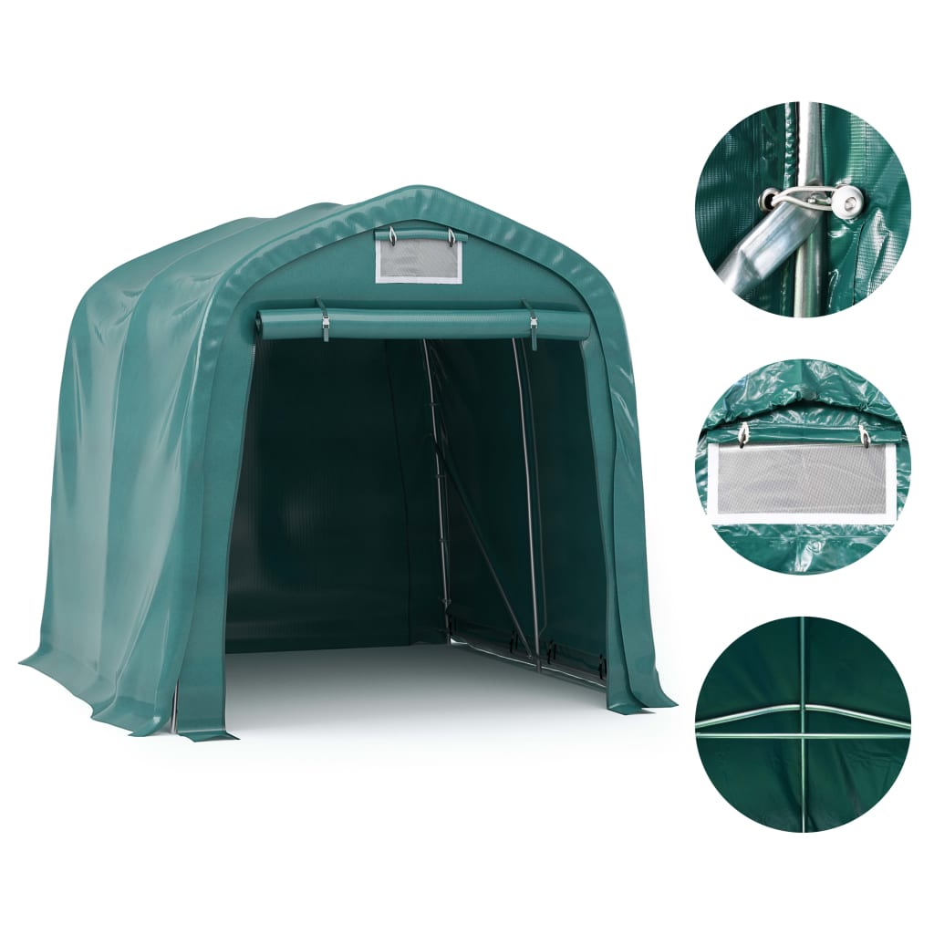 vidaXL Garage Tent PVC 2.4x2.4 m Green 5