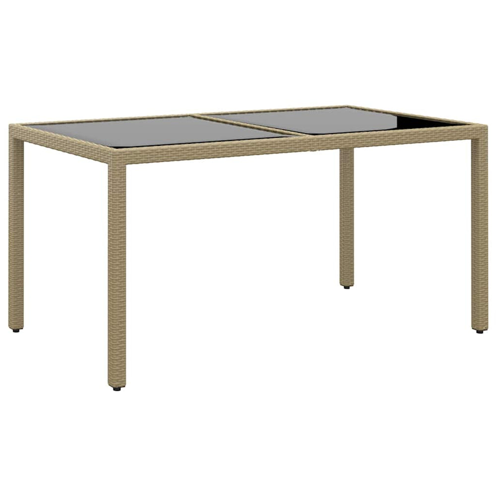 vidaXL Garden Table with Glass Top 150x90x75 cm Poly Rattan