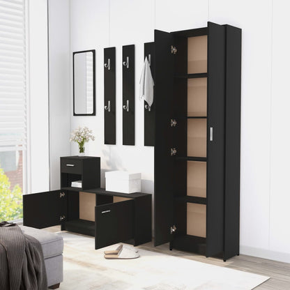 vidaXL Hallway Furniture Set Black Engineered Wood