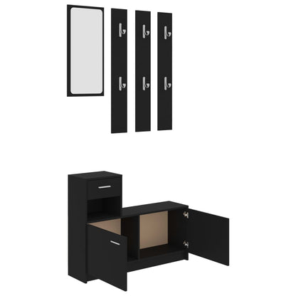 vidaXL Hallway Furniture Set Black Engineered Wood