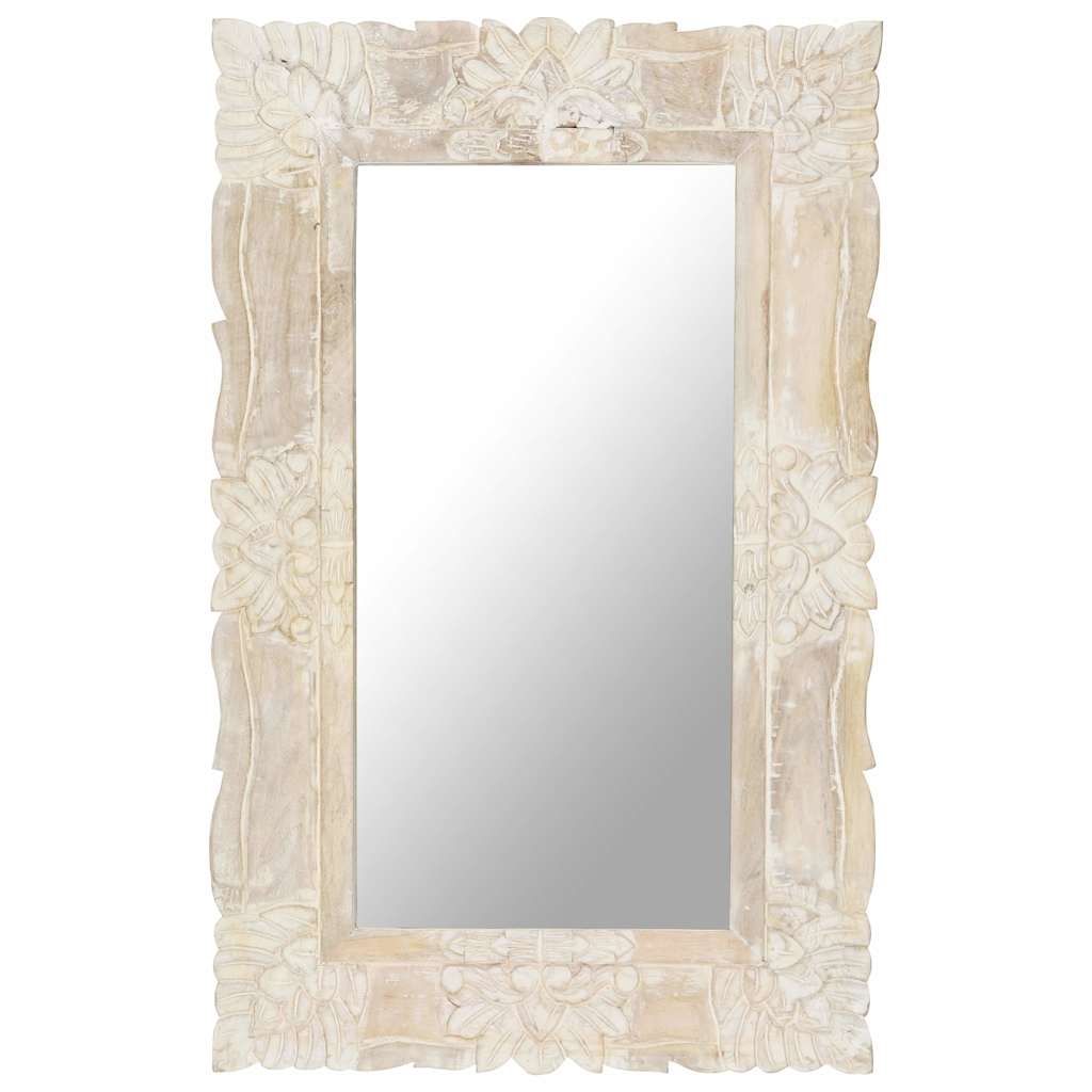 Mirror Solid Mango Wood White 80 x 50 cm