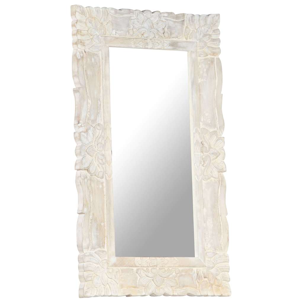 Mirror Solid Mango Wood White 80 x 50 cm