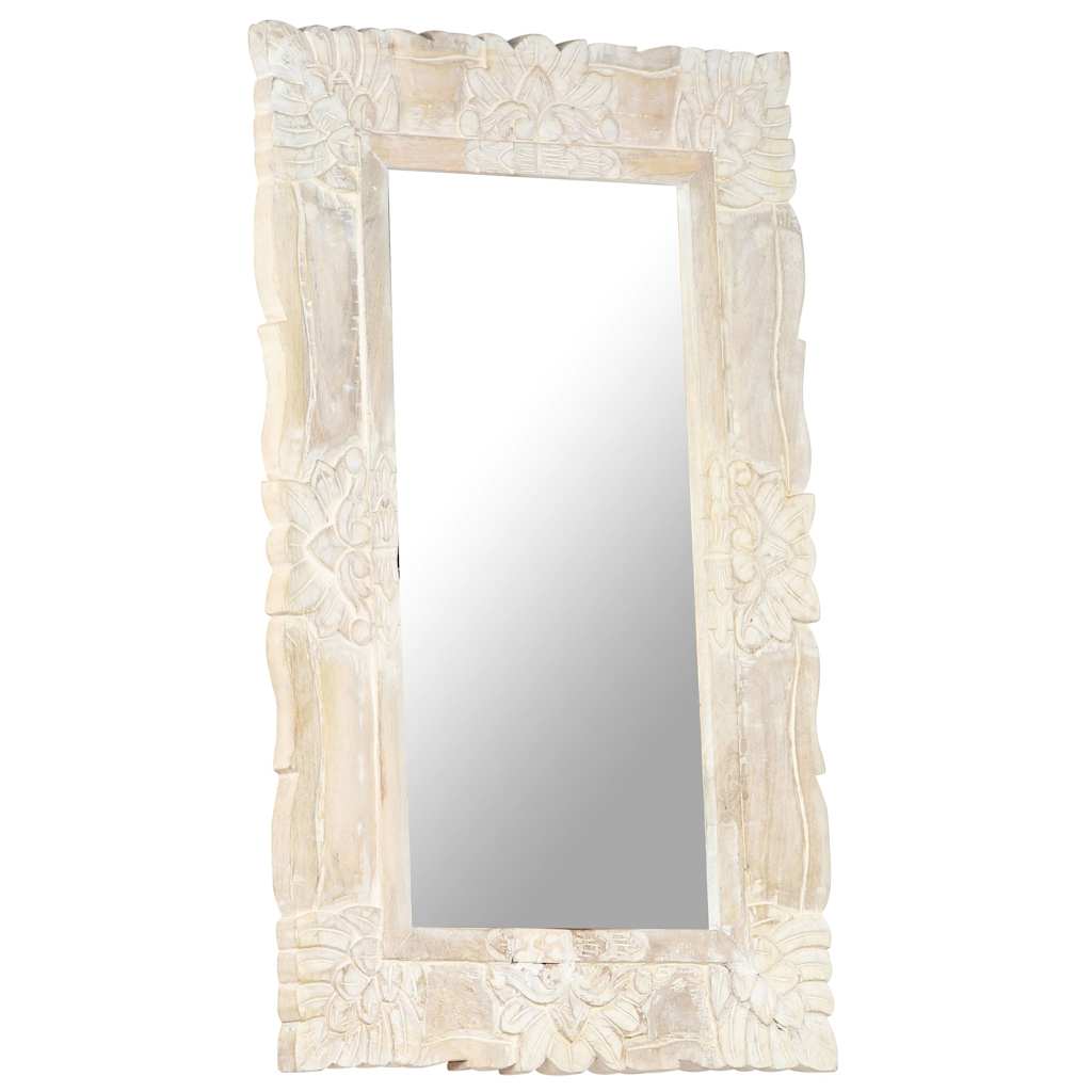 Mirror Solid Mango Wood White 80 x 50 cm