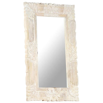 Mirror Solid Mango Wood White 80 x 50 cm