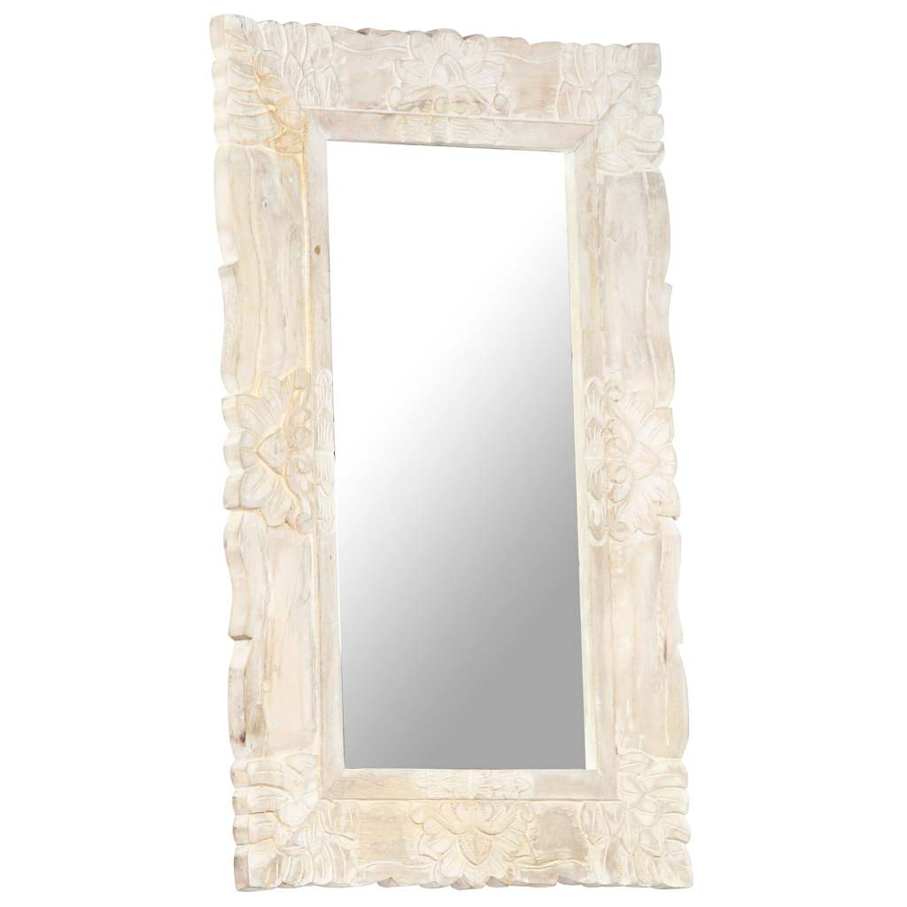 Mirror Solid Mango Wood White 80 x 50 cm