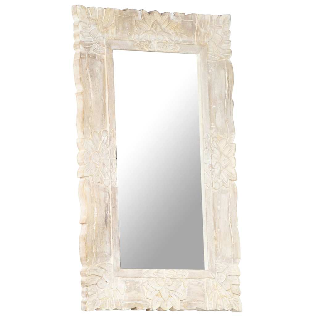 Mirror Solid Mango Wood White 80 x 50 cm