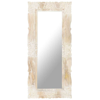 Mirror Solid Mango Wood White 110 x 50 cm