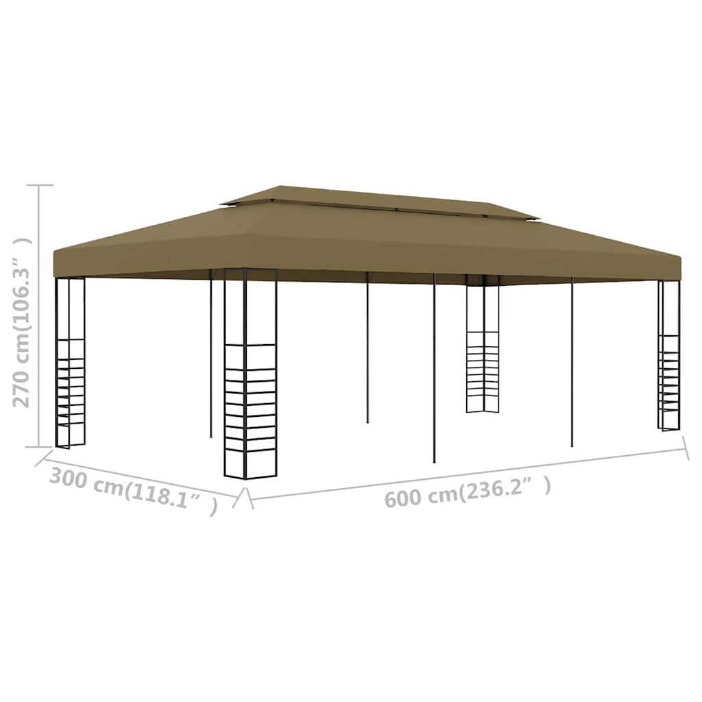 vidaXL Garden Gazebo 6x3x2,7 m Taupe 180 g/m² 6