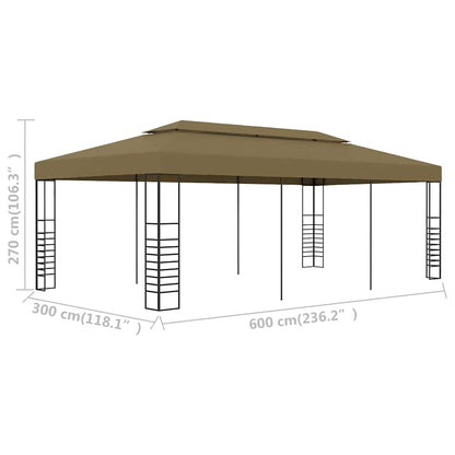 vidaXL Garden Gazebo 6x3x2,7 m Taupe 180 g/m² 6