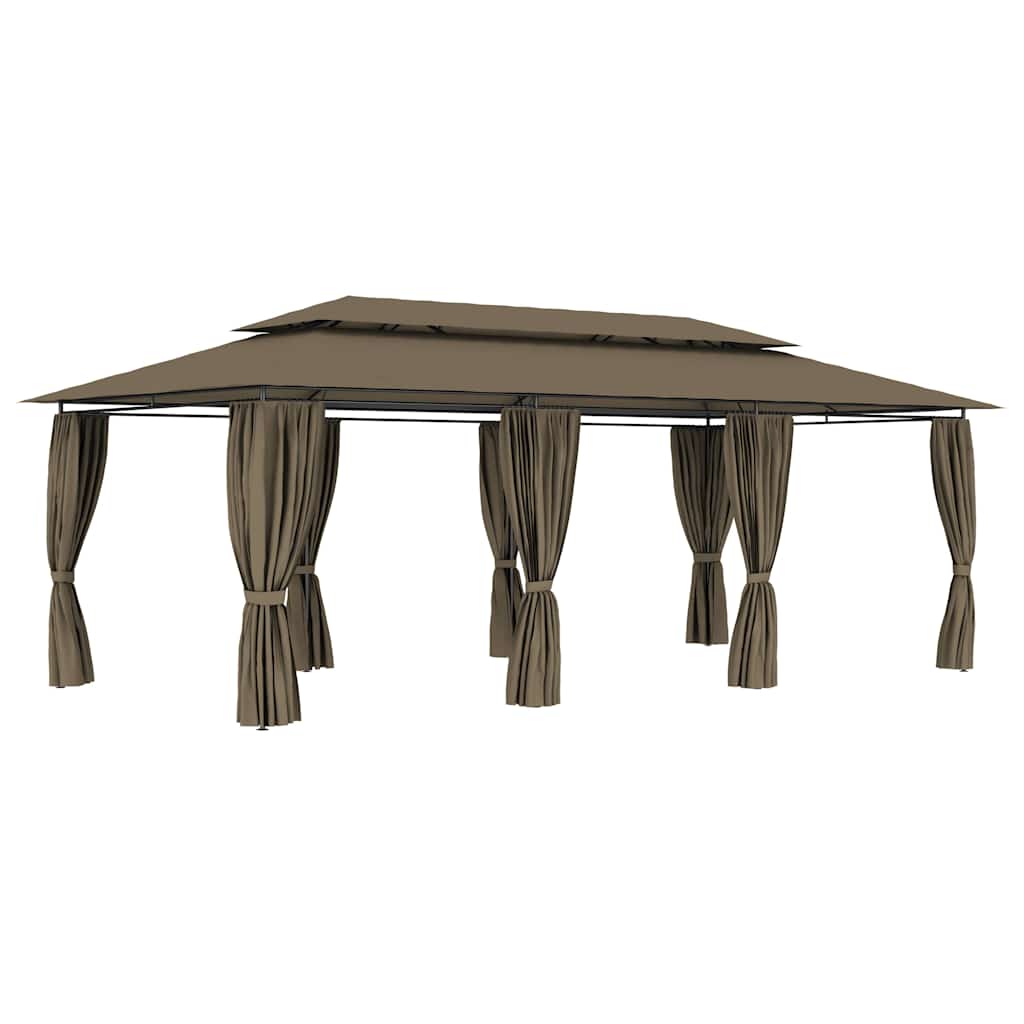 vidaXL Gazebo with Curtains 600x298x270 cm Taupe 180 g/m² 1