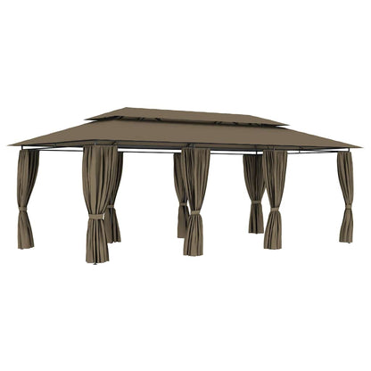 vidaXL Gazebo with Curtains 600x298x270 cm Taupe 180 g/m² 1
