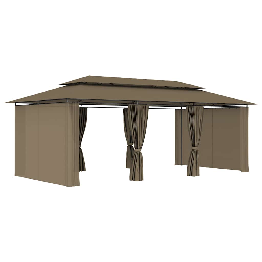 vidaXL Gazebo with Curtains 600x298x270 cm Taupe 180 g/m² 3