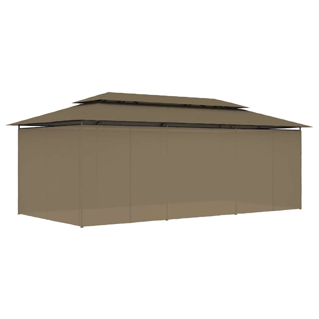 vidaXL Gazebo with Curtains 600x298x270 cm Taupe 180 g/m² 4
