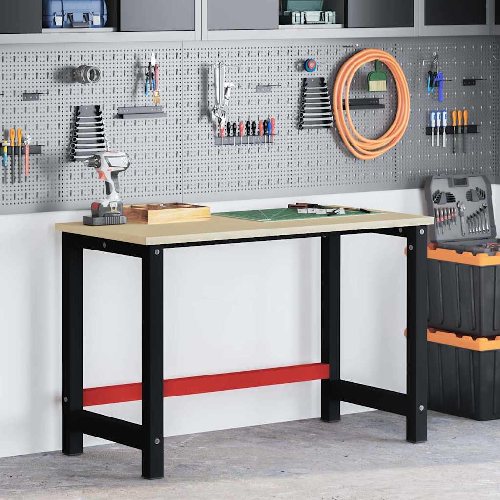 Work Bench Frame Metal Black and Red 120 cm 57 cm