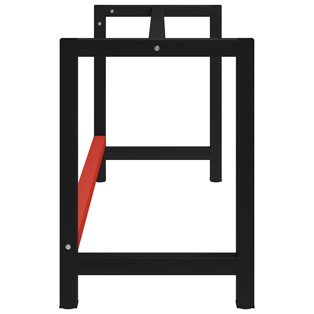 Work Bench Frame Metal Black and Red 150 cm 57 cm