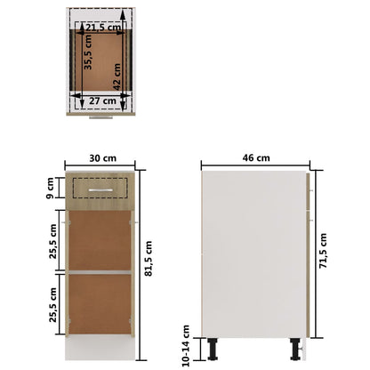 vidaXL Drawer Bottom Cabinet Sonoma Oak 30x46x81.5 cm Engineered Wood