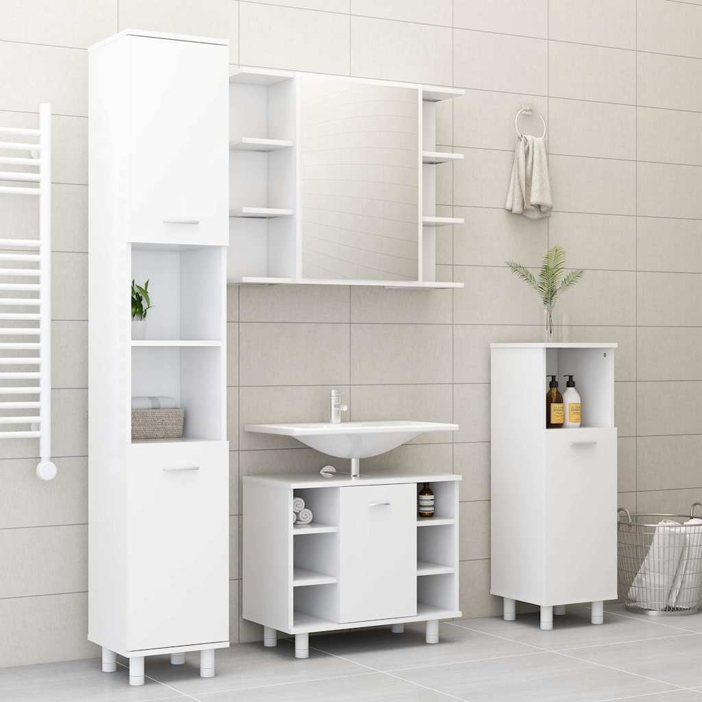 Bathroom Cabinet 30x30x179 cm Engineered Wood White