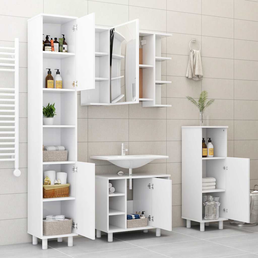 Bathroom Cabinet 30x30x179 cm Engineered Wood White