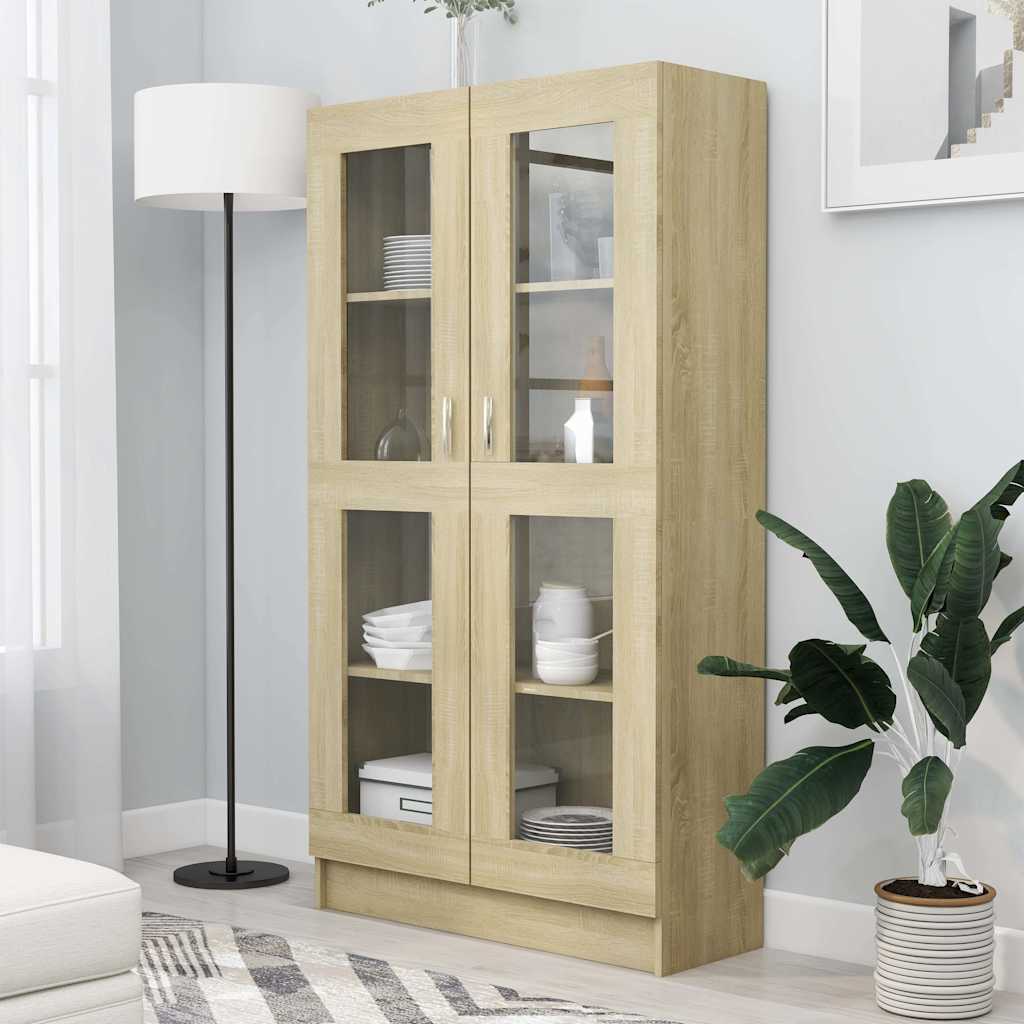 Vitrine Cabinet 82.5x30.5x150 cm Engineered Wood Sonoma oak