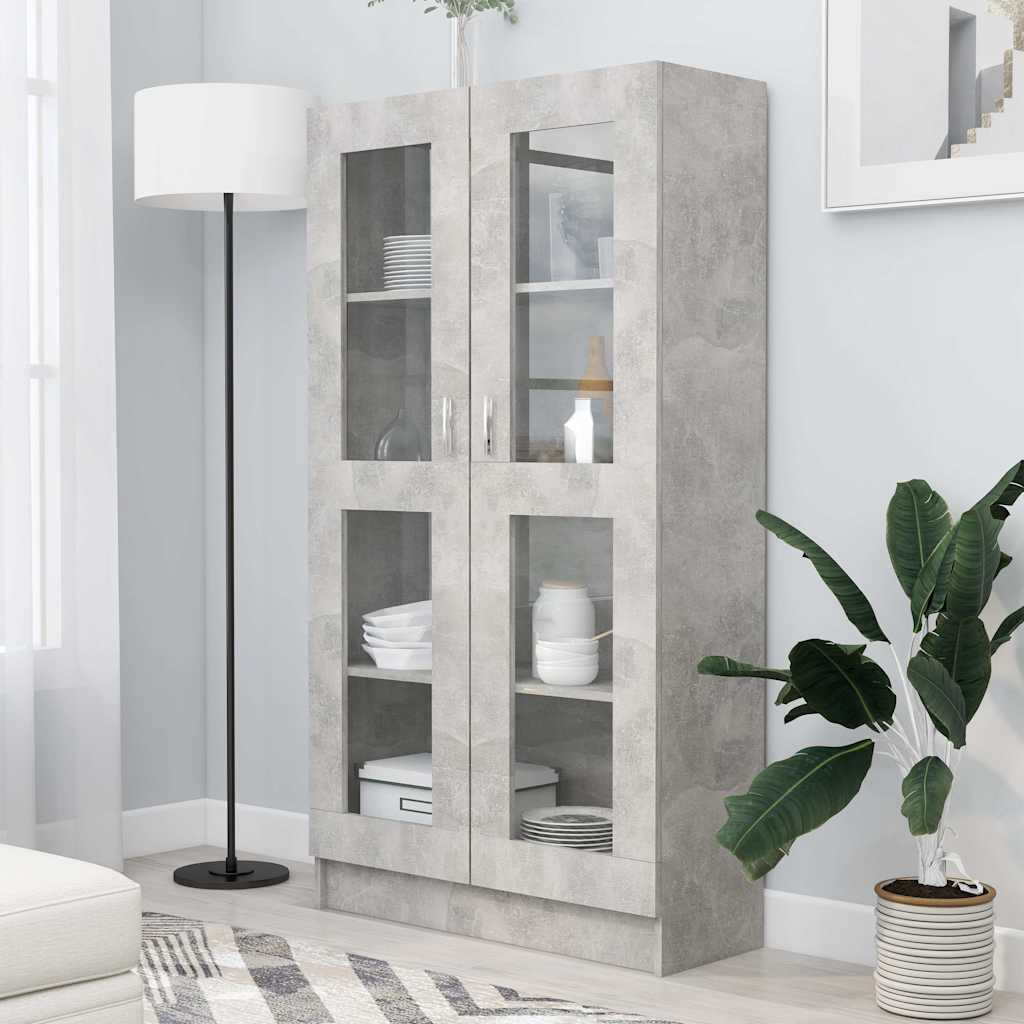 Vitrine Cabinet 82.5x30.5x150 cm Engineered Wood Concrete grey