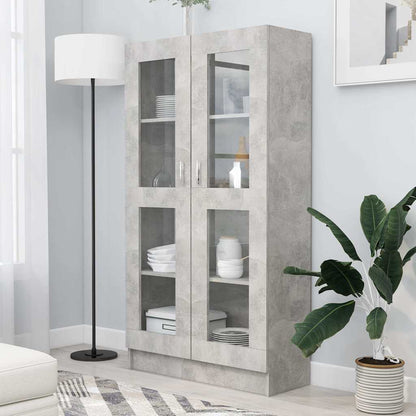 Vitrine Cabinet 82.5x30.5x150 cm Engineered Wood Concrete grey