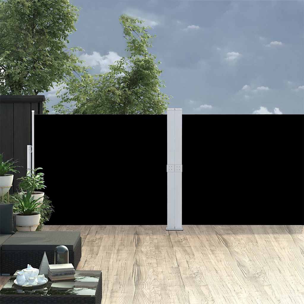 Retractable Side Awning Black 100 x 600 cm – 220 x 600 cm 140 x 1200 cm