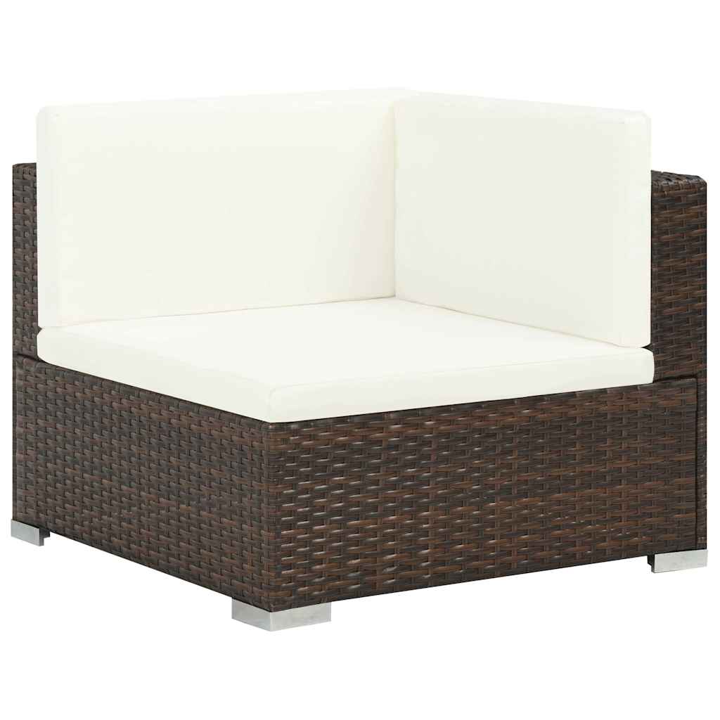vidaXL 6 Piece Garden Lounge Set with Cushions Poly Rattan Brown 3