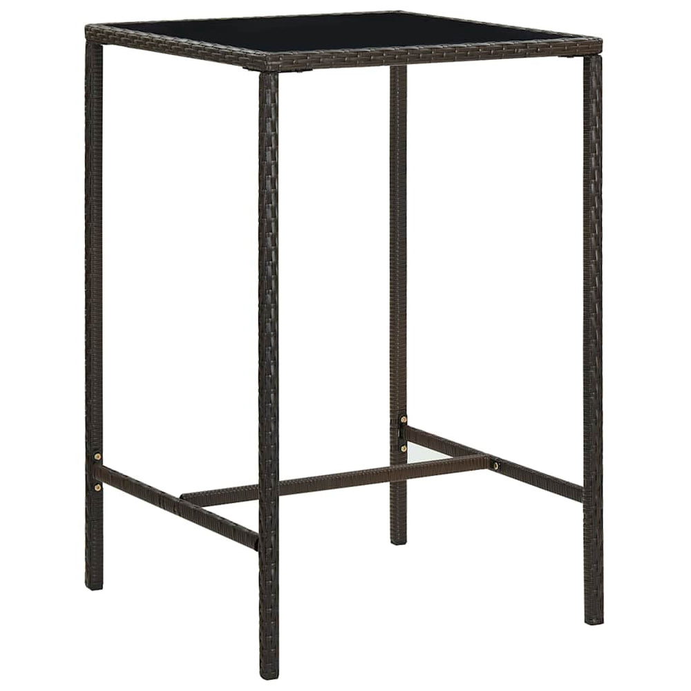 vidaXL Garden Bar Table Poly Rattan and Glass