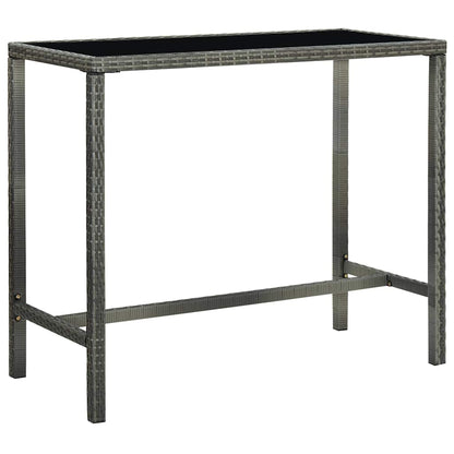 Garden Bar Table Poly Rattan and Glass Grey 130 cm 60 cm