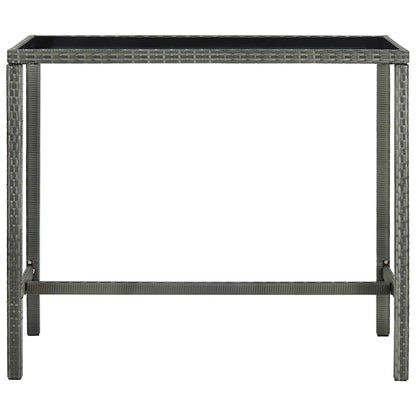 Garden Bar Table Poly Rattan and Glass Grey 130 cm 60 cm