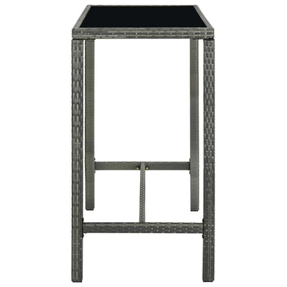 Garden Bar Table Poly Rattan and Glass Grey 130 cm 60 cm