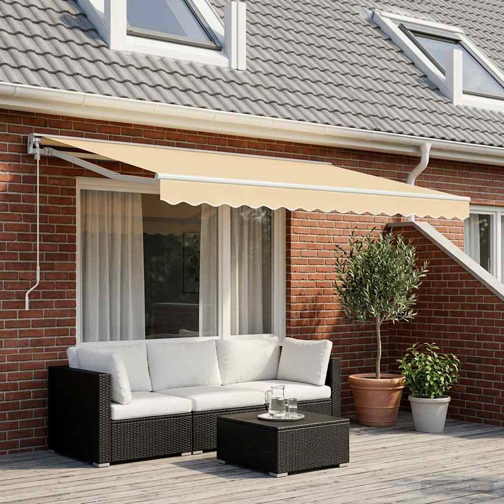 Awning Replacement Fabric 400x350 cm Polyester Drop 3.5 m Width 4 m Cream