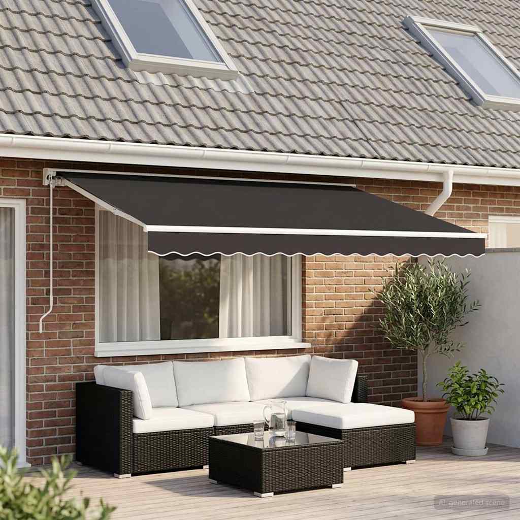 Awning Replacement Fabric 400x350 cm Polyester Drop 3.5 m Width 4 m Anthracite