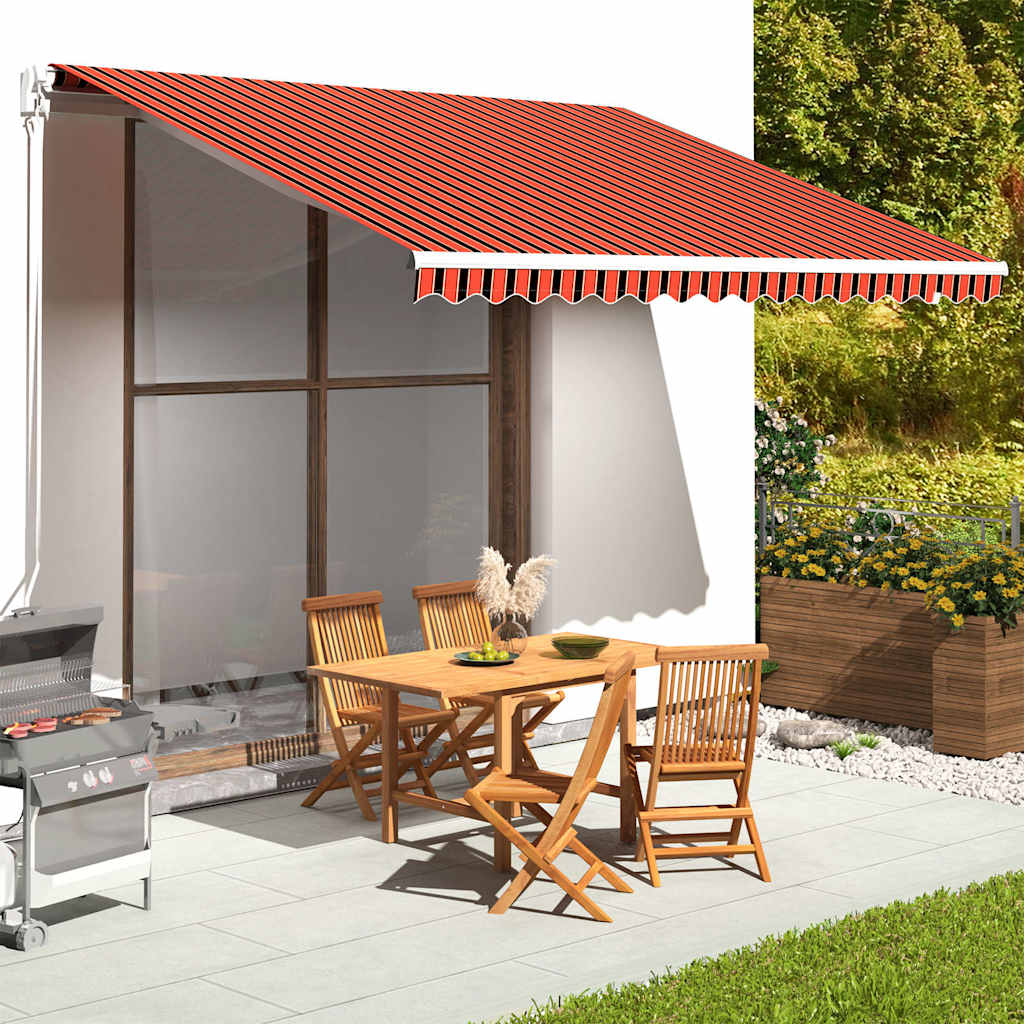 Awning Replacement Fabric 400x350 cm Polyester Drop 3.5 m Width 4 m Orange red and brown