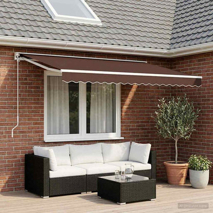 Awning Replacement Fabric 450x300 cm Polyester Drop 3 m Width 4.5 m Brown