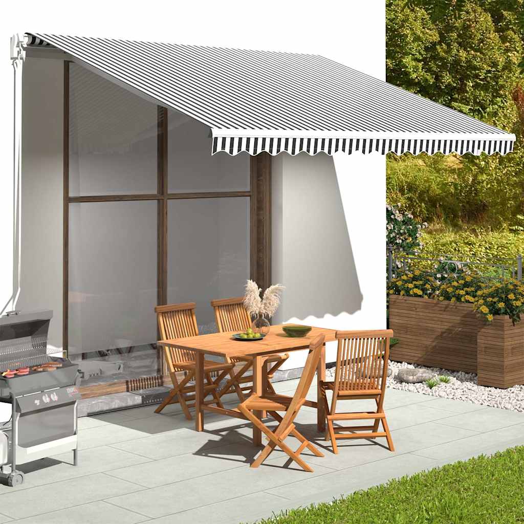 Awning Replacement Fabric 400x350 cm Polyester Drop 3.5 m Width 4 m Anthracite and white