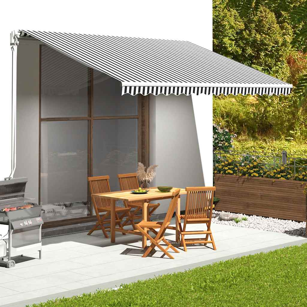Awning Replacement Fabric 450x300 cm Polyester Drop 3 m Width 4.5 m Anthracite and white