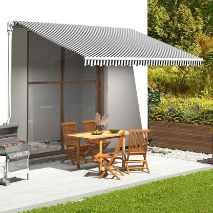 Awning Replacement Fabric 450x300 cm Polyester Drop 3 m Width 4.5 m Anthracite and white