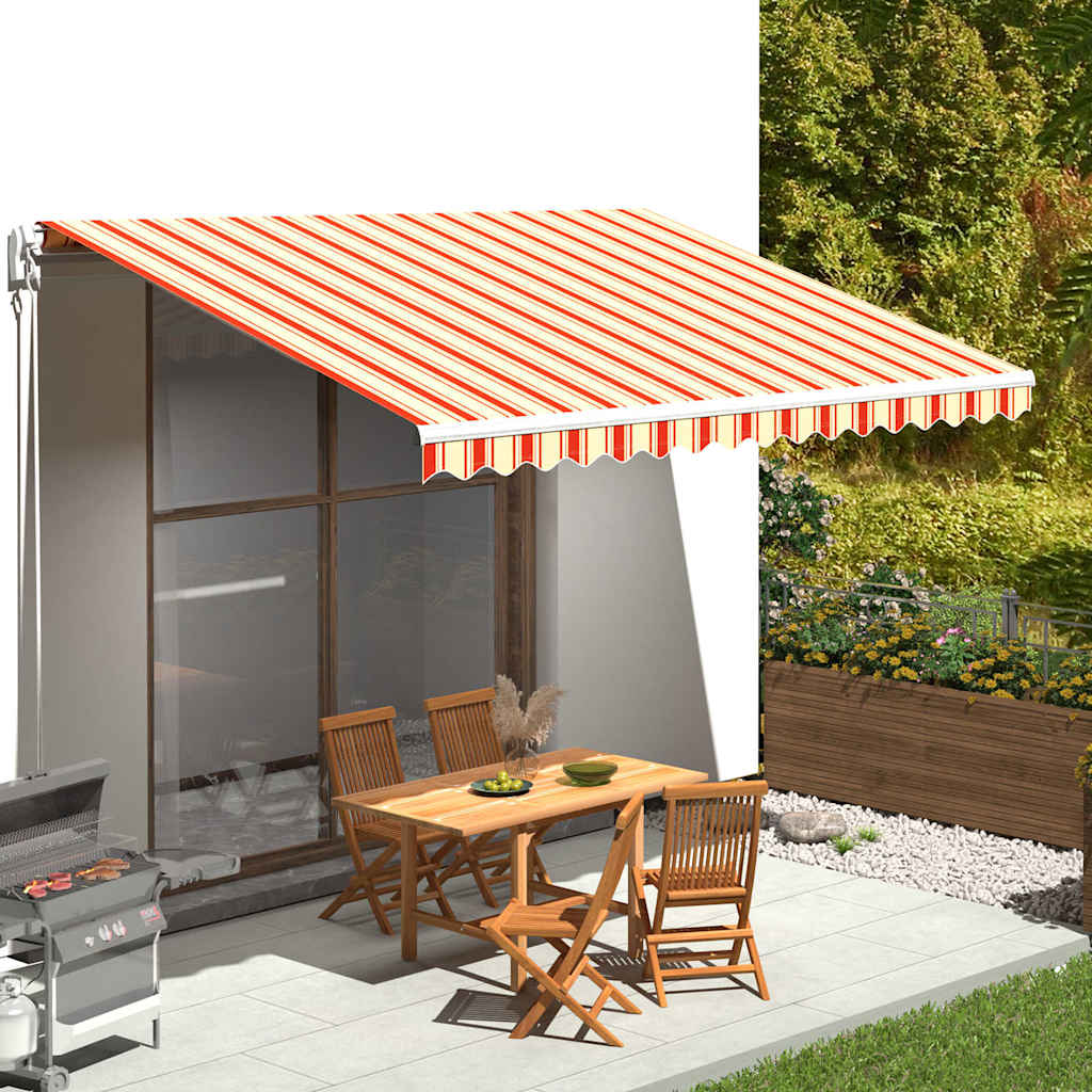 Awning Replacement Fabric 450x300 cm Polyester Drop 3 m Width 4.5 m Yellow and orange