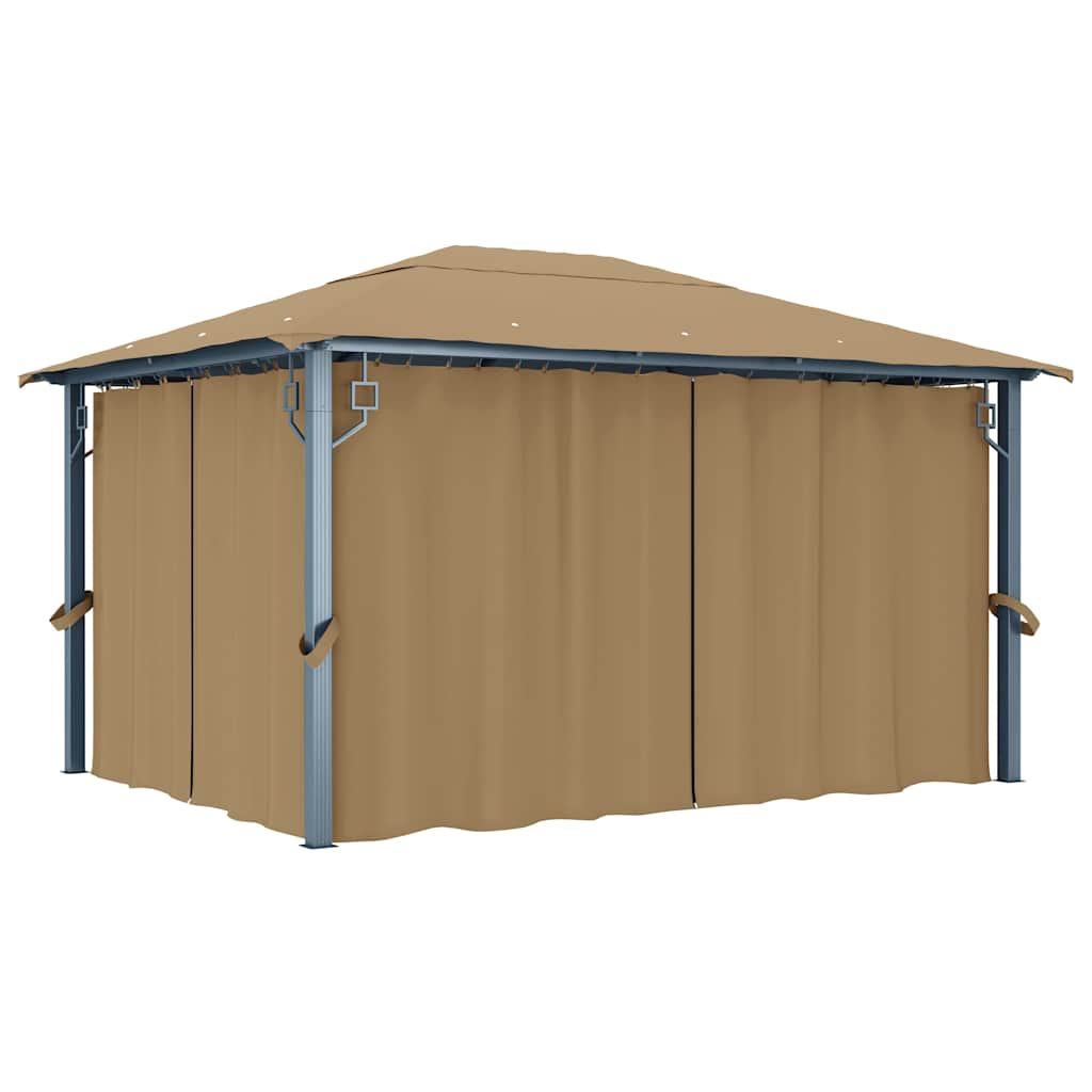 vidaXL Gazebo with Curtain 400x300 cm Taupe Aluminium 1